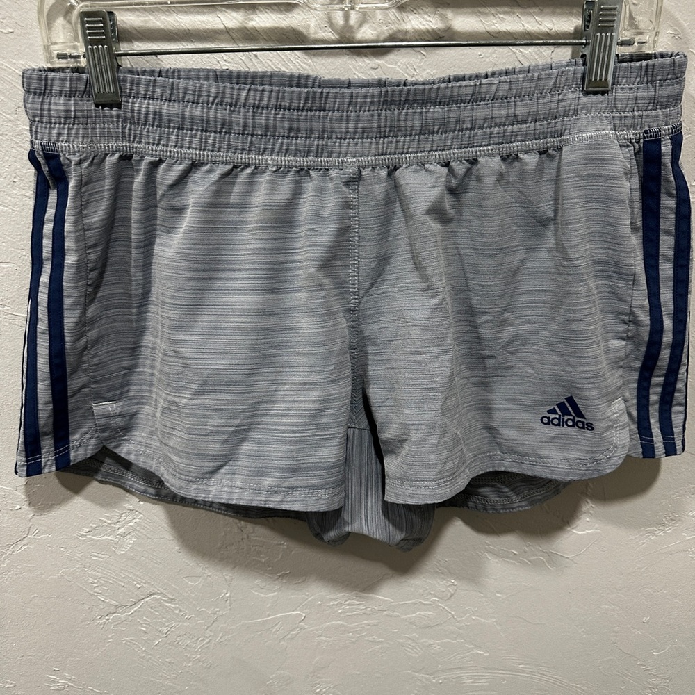 Adidas Light Gray Shorts with Navy Logo